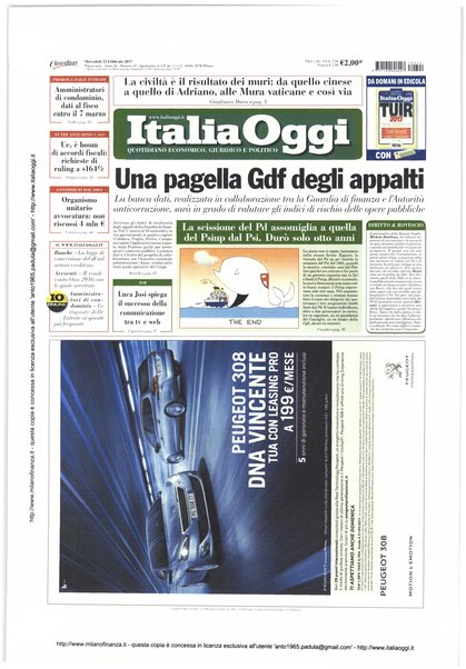 Italia oggi : quotidiano di economia finanza e politica